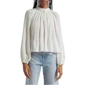 VERONICA BEARD walker pleated top in ivory